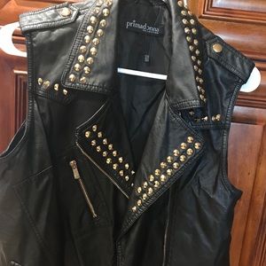 Leather Studded Vest with Purse.